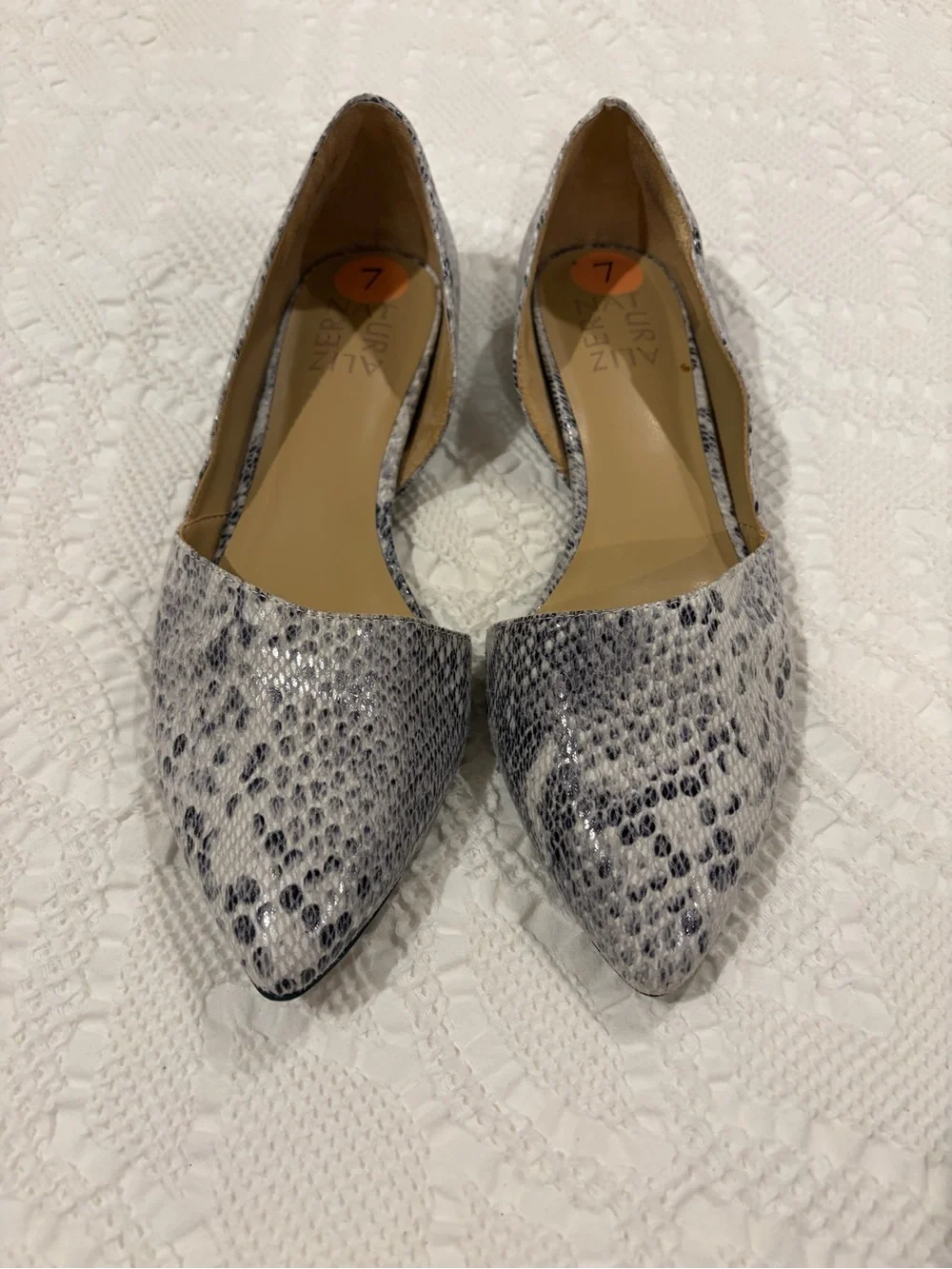 Naturalizer Women's Snake-Print D'Orsay Flat - White & Gray